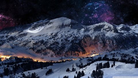 آسمان برفی شب کوهستان 1