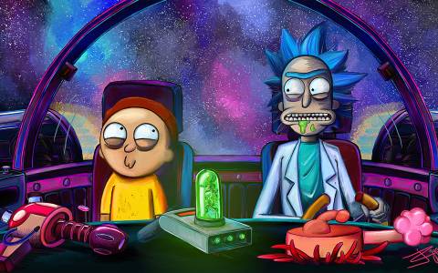 Rick and Morty در کشتی فضایی 4k Ultra HD Wallpaper 1