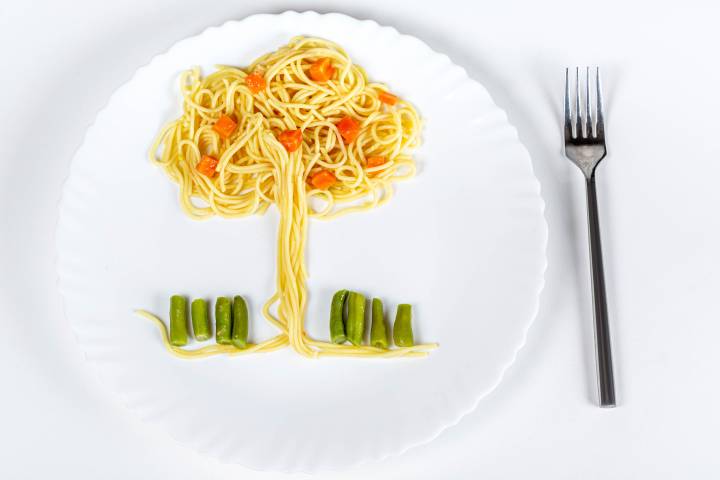 سبزیجات بشقاب چنگال صفحه ماکارونی درختان عکس غذا  بارگیری تصویر زمینه در رایانه رومیزی ، تبلت 1
