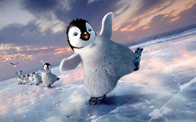 عکس کارتون های یخی پنگوئن های مبارک  بارگیری تصویر زمینه در رایانه رومیزی ، تبلت 1