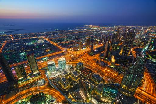 خانه های آسمان خراش دبی امارات امارات متحده عربی شب برج خلیفه از بالا عکس شهرها  ساختمان ، تصویر زمینه شب هنگام 1