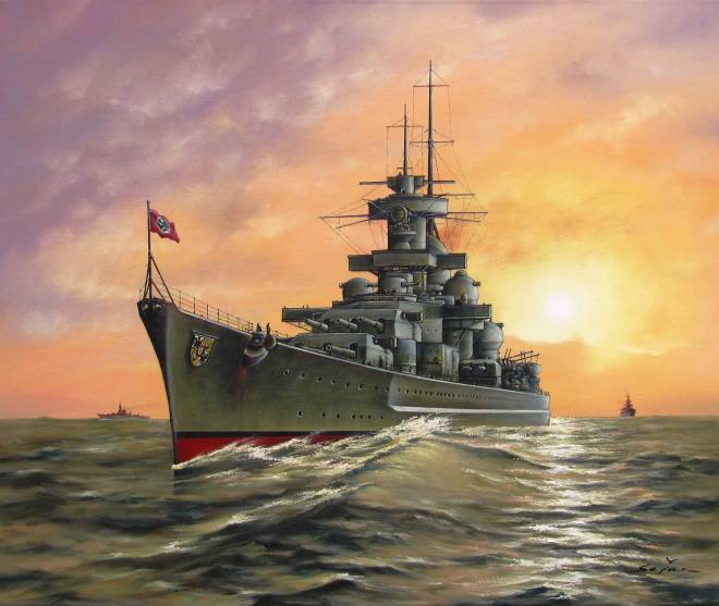 Ships Painting Art عکس جنگی ارتش آلمان Gneisenau  نظامی ، تصویر زمینه کشتی 1