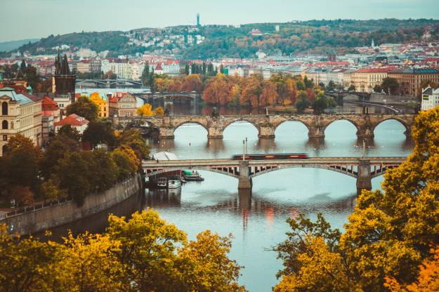 Rivers Bridges پراگ جمهوری چک پاییز Vltava عکس شهرها  رودخانه ، تصویر تصویر پل 1