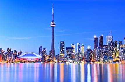 تورنتو کانادا خانه های رودخانه آسمان خراش شب برج عکس شهرها  رودخانه ، ساختمان ، برج تصویر تصویر 1