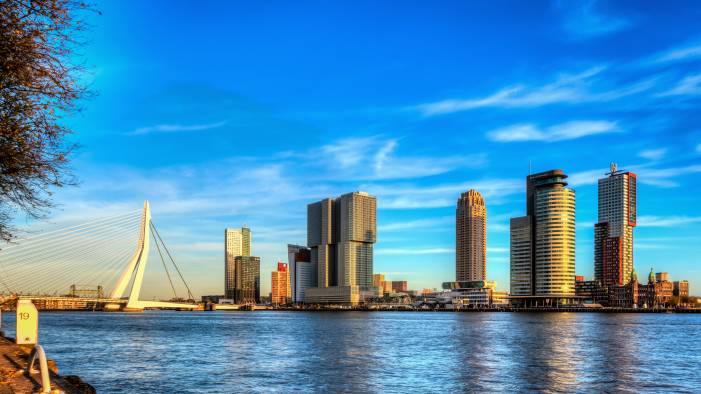 Rotterdam Netherlands Skyscrapers Bridges Rivers Sky Nieuwe Maas river عکس شهرها  رودخانه ، تصویر تصویر پل 1