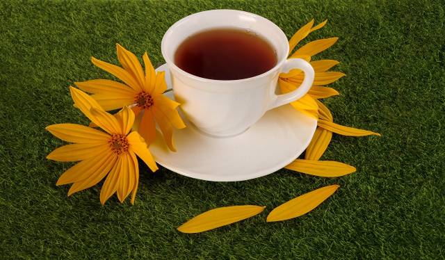 لیوان چای گلبرگ گل چای عکس غذا  تصویر زمینه 1