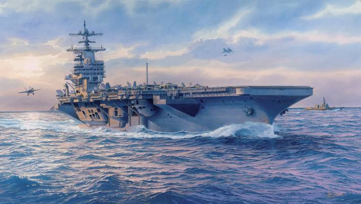 کشتی ها ناو هواپیمابر Painting Art عکس تام فریمن ارتش  نظامی ، تصویر زمینه کشتی 1