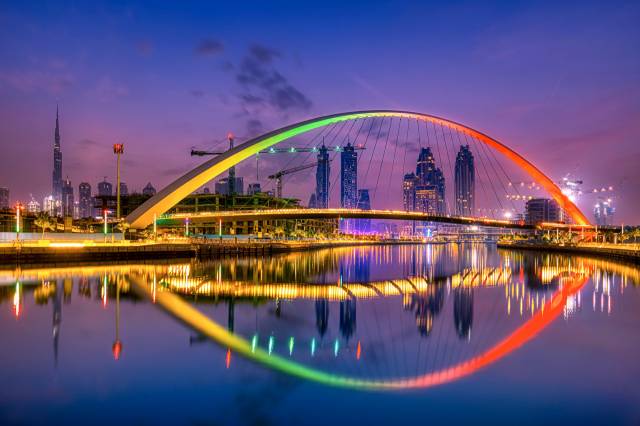 Bridges Dubai Emirates امارات متحده عربی آسمان خراش شب تحمل پل شهرهای عکس  تصویر زمینه پل 1