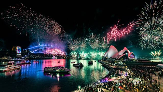عکس آتش بازی استرالیا Opera House Night Waterfront Sydney Cities  تصویر زمینه ساعت شب 1