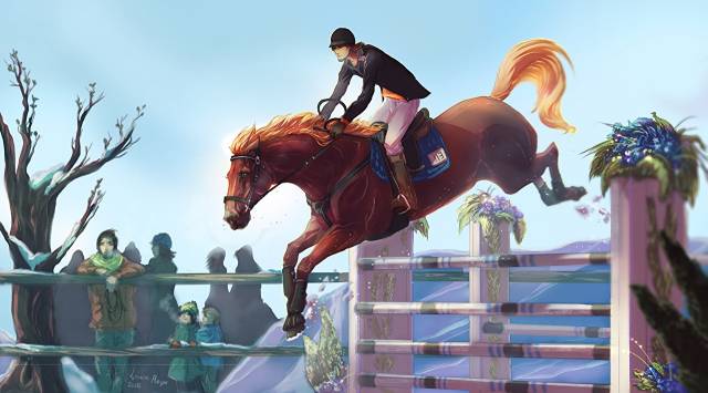 اسب نقاشی هنر اسب سواری پرش عکس ورزشی  تصویر زمینه ورزشی ، ورزشی ، اسب 1