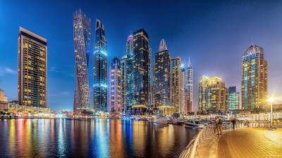 آسمان خراش های دبی امارات امارات متحده عربی عکس شهرهای اسکله  تصویر زمینه 1