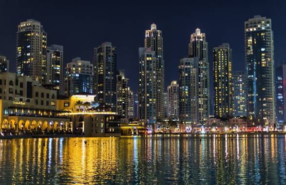 عکس امارات متحده عربی دبی خانه های دبی Marinas Bay  ساختمان ، اسکله ، اسکله ، تصویر زمینه تصویر شب 1