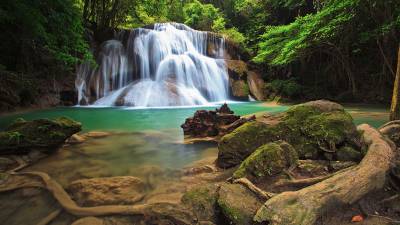 تایلند Tropics Parks Waterfalls Stones Crag Moss عکس طبیعت  پارک ، سنگ ، کلیف ، تصویر زمینه سنگ 1