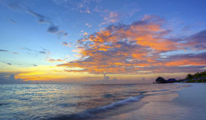 طلوع و غروب خورشید ابرهای ساحلی دریا عکس طبیعت  تصویر زمینه طلوع و غروب خورشید 1
