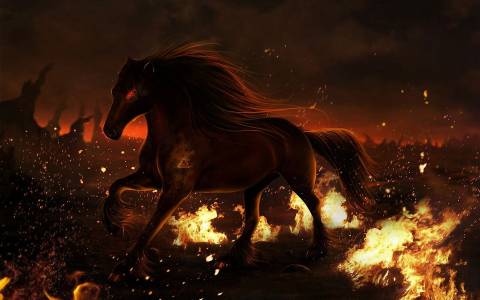 اسب ، آتش ، زمینه تصویر زمینه 1