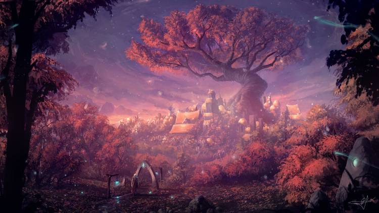 کاغذ دیواری Fantasy Forest City 1