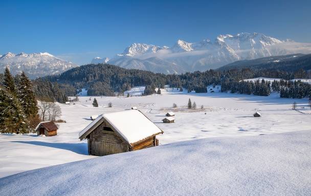 آلمان کوهستان زمستان بایرن آلپ برف عکس طبیعت  تصویر زمینه کوهی 1
