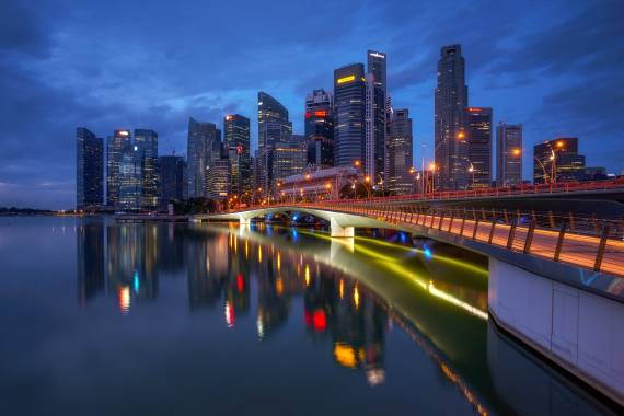 سنگاپور خانه های آسمان خراش عکس شهرهای شب  ساختمان ، تصویر زمینه شب هنگام 1
