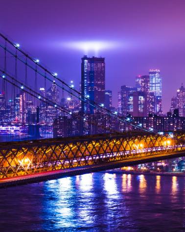 تصویر زمینه شهر نیویورک در شب پشت پل 1